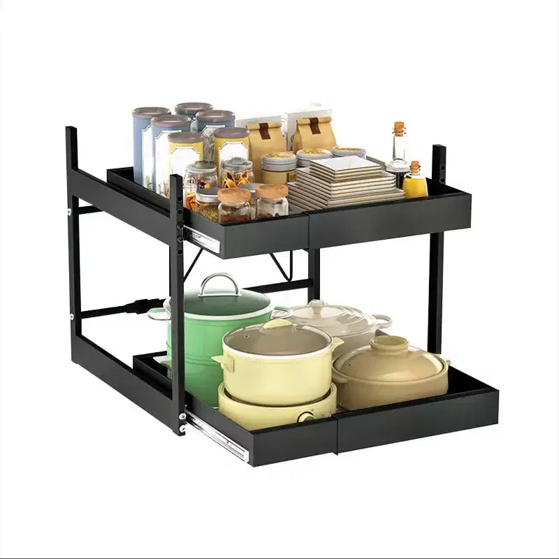 Organisateur de placard extensible à 2 niveaux, rangement à tiroirs extensibles, tiroir télescopique