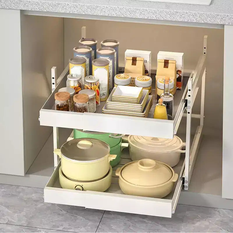 Organisateur de placard extensible à 2 niveaux, rangement à tiroirs extensibles, tiroir télescopique