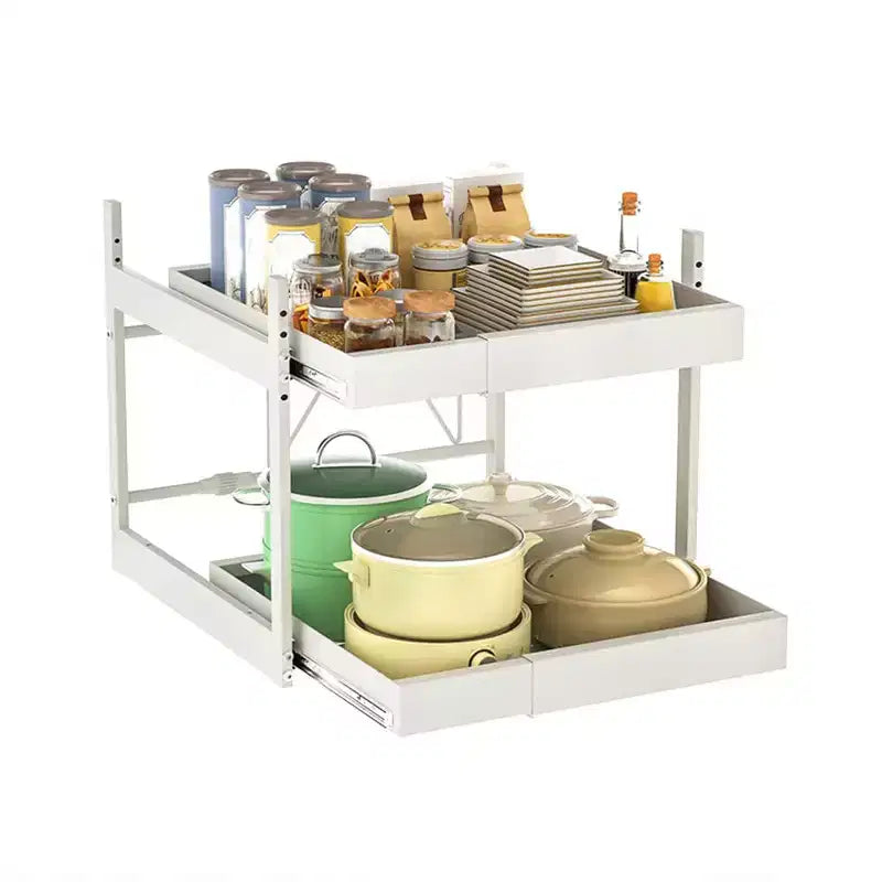Organisateur de placard extensible à 2 niveaux, rangement à tiroirs extensibles, tiroir télescopique