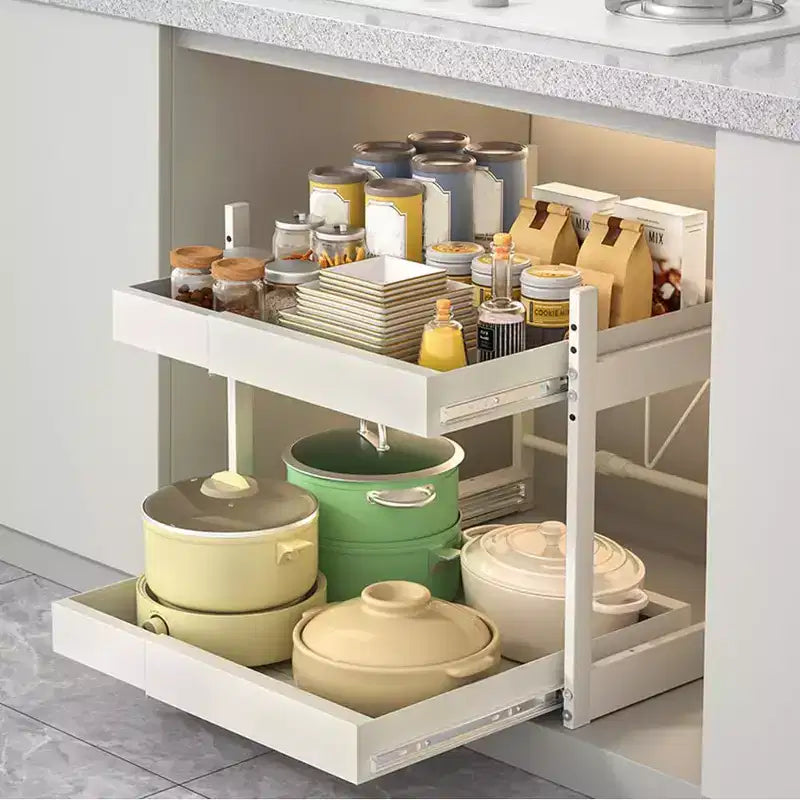 Organisateur de placard extensible à 2 niveaux, rangement à tiroirs extensibles, tiroir télescopique