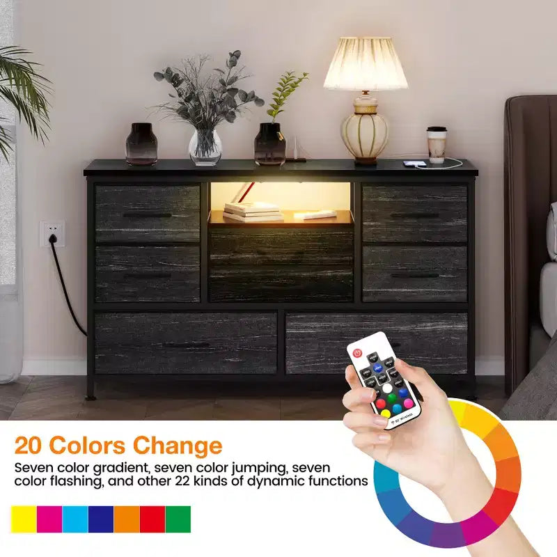 Commode à 8 tiroirs pour chambre à coucher, commode avec bacs en tissu, meuble TV pour téléviseurs jusqu'à 55 pouces, commode de rangement en tissu pour couloir