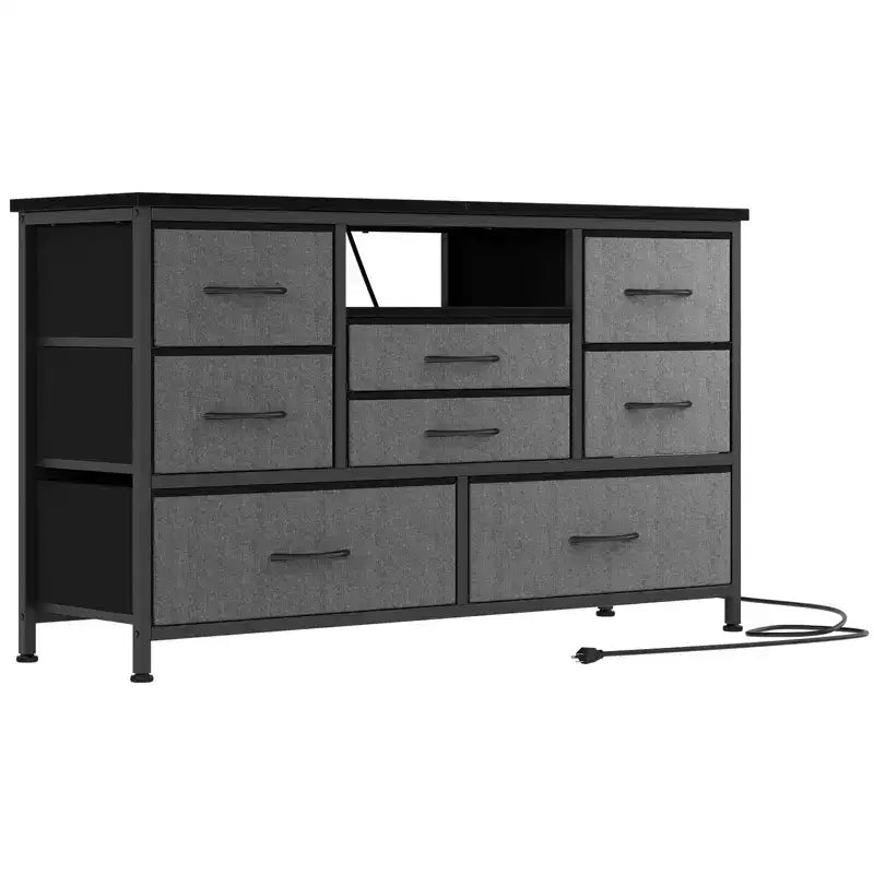 Commode à 8 tiroirs pour chambre à coucher, commode avec bacs en tissu, meuble TV pour téléviseurs jusqu'à 55 pouces, commode de rangement en tissu pour couloir