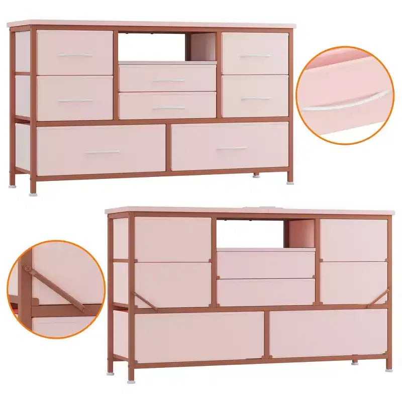 Commode à 8 tiroirs pour chambre à coucher, commode avec bacs en tissu, meuble TV pour téléviseurs jusqu'à 55 pouces, commode de rangement en tissu pour couloir