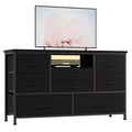 8 Drawers Dresser for Bedroom, Chest of Drawers with Fabric Bins, TV Stand Entertainment Center for Up to 55'', Fabric Closet Dresser for Hallway