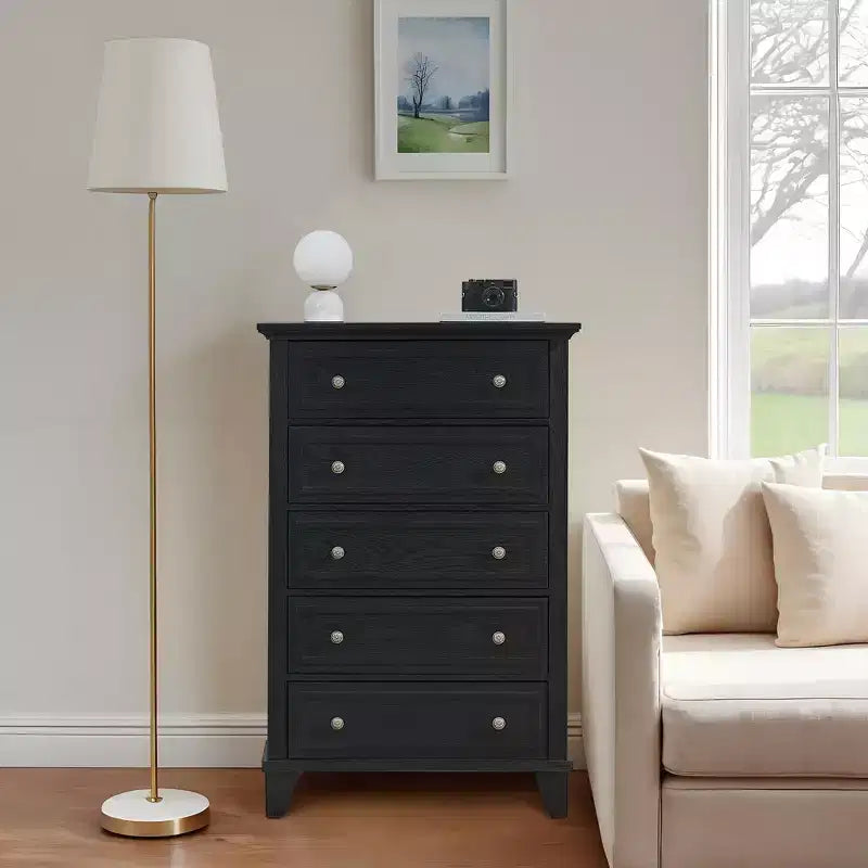 Commode à 5 tiroirs pour chambre à coucher, commodes et chiffonniers hauts de 122 cm avec rangement, grande commode de style ferme pour placard