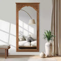 PexFix 35 in. W x 71 in. H Full Length Vintage Carved Soild Wood Frame Wall Mirror Leaning Mirror in Oak