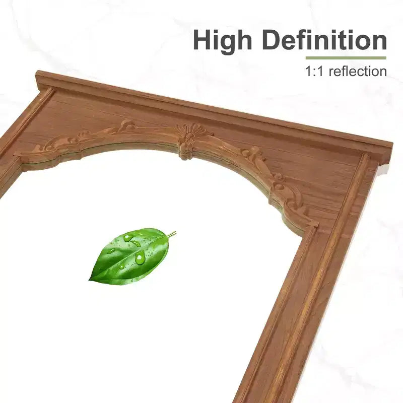 Miroir mural/à poser en chêne, style vintage, avec cadre en bois massif sculpté, 35 po (larg.) x 71 po (haut.)