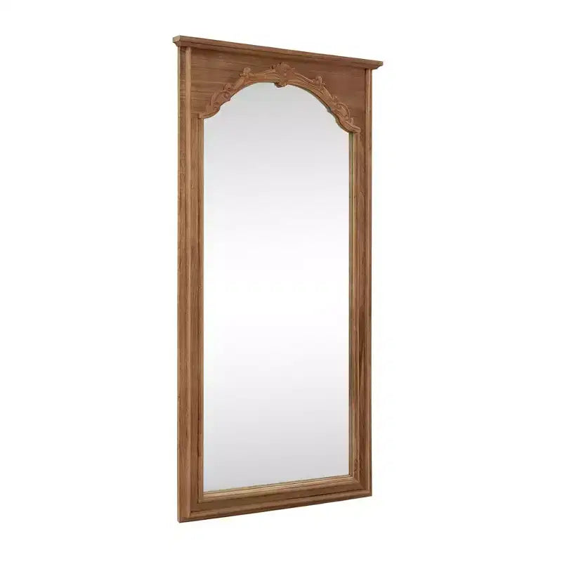 Miroir mural/à poser en chêne, style vintage, avec cadre en bois massif sculpté, 35 po (larg.) x 71 po (haut.)