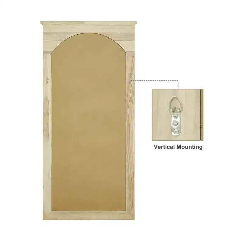 Miroir mural/à poser en chêne, style vintage, avec cadre en bois massif sculpté, 35 po (larg.) x 71 po (haut.)