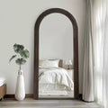 PexFix 35 in. W x 71 in. H Classic Arched Solid Wood Framed Mirror in Charcoal