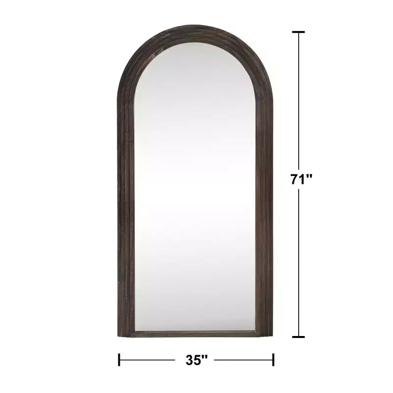Miroir classique en bois massif encadré en arc, 35 po L x 71 po H, anthracite