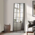 PexFix 30 in. W x 69 in. H Industrial Full Length Iron Frame Window Mirror in Black Freestanding