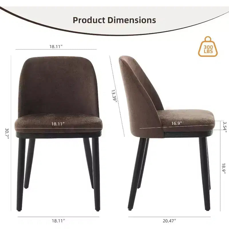 Chaises de salle à manger rembourrées (lot de 2), chaises d'appoint de cuisine modernes avec coussins épais, pieds en bois, beiges ou marron