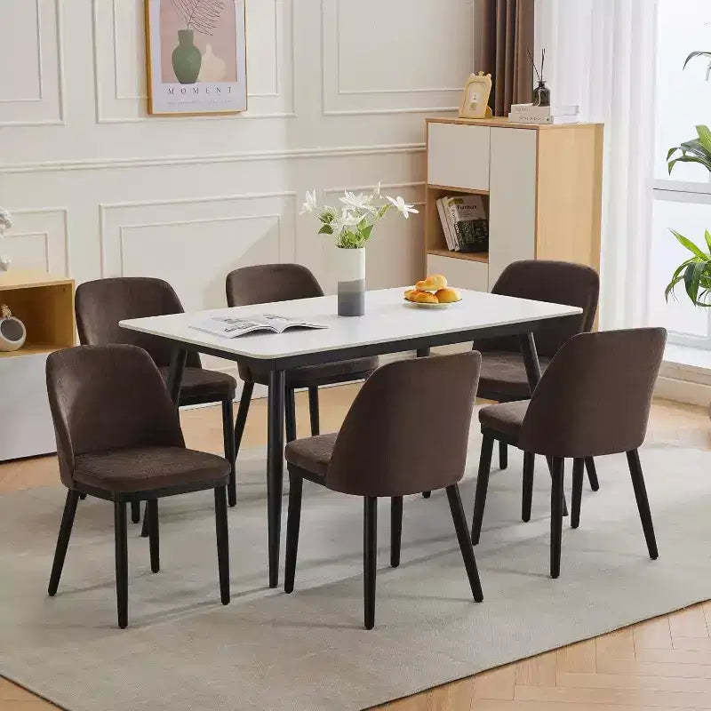 Chaises de salle à manger rembourrées (lot de 2), chaises d'appoint de cuisine modernes avec coussins épais, pieds en bois, beiges ou marron