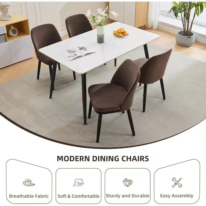 Chaises de salle à manger rembourrées (lot de 2), chaises d'appoint de cuisine modernes avec coussins épais, pieds en bois, beiges ou marron
