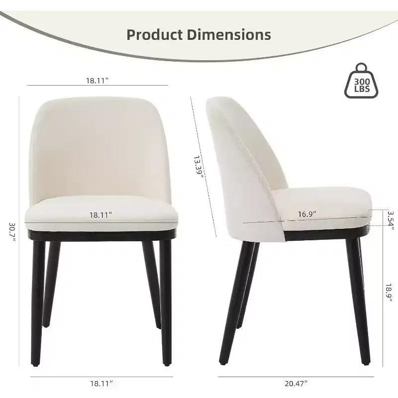 Chaises de salle à manger rembourrées (lot de 2), chaises d'appoint de cuisine modernes avec coussins épais, pieds en bois, beiges ou marron
