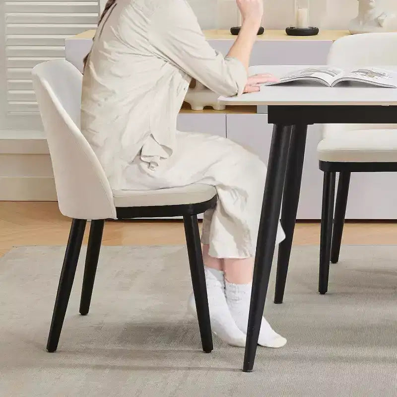 Chaises de salle à manger rembourrées (lot de 2), chaises d'appoint de cuisine modernes avec coussins épais, pieds en bois, beiges ou marron