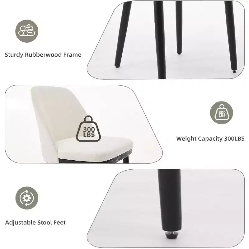 Chaises de salle à manger rembourrées (lot de 2), chaises d'appoint de cuisine modernes avec coussins épais, pieds en bois, beiges ou marron