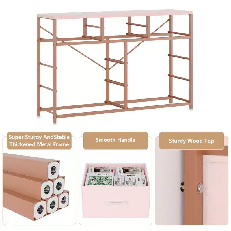 Commode à 10 tiroirs pour chambre, commode avec bacs en tissu, meuble TV pour téléviseurs jusqu'à 5 pouces, organisateur de rangement