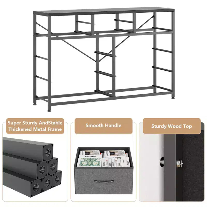 Commode à 10 tiroirs pour chambre, commode avec bacs en tissu, meuble TV pour téléviseurs jusqu'à 5 pouces, organisateur de rangement