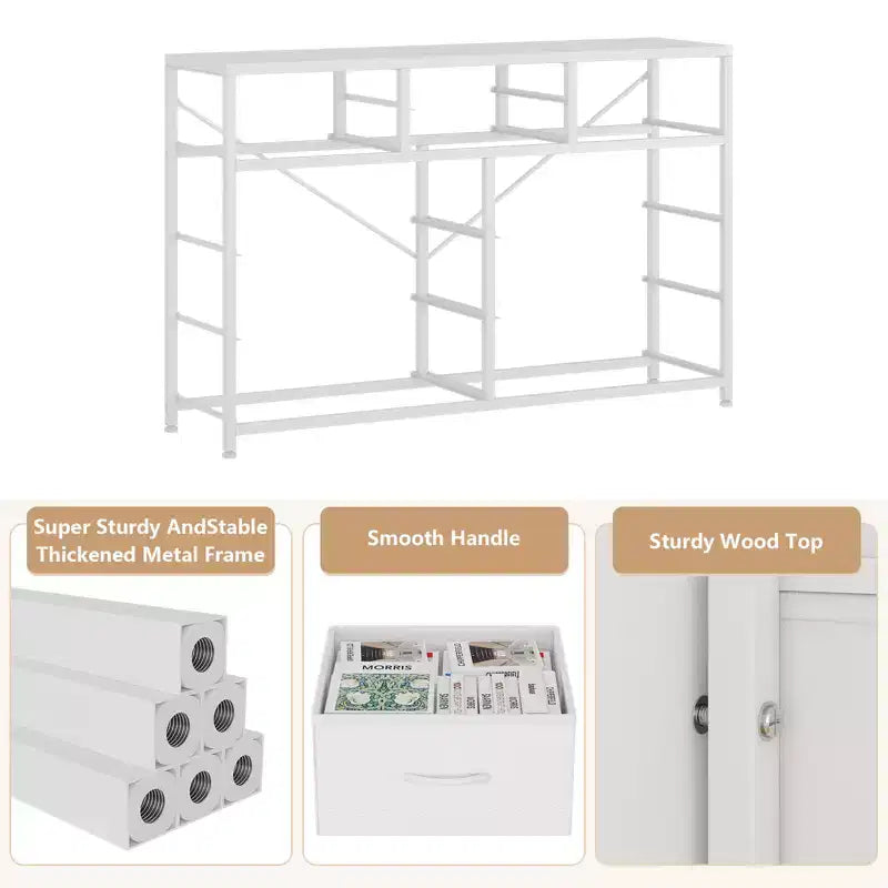 Commode à 10 tiroirs pour chambre, commode avec bacs en tissu, meuble TV pour téléviseurs jusqu'à 5 pouces, organisateur de rangement