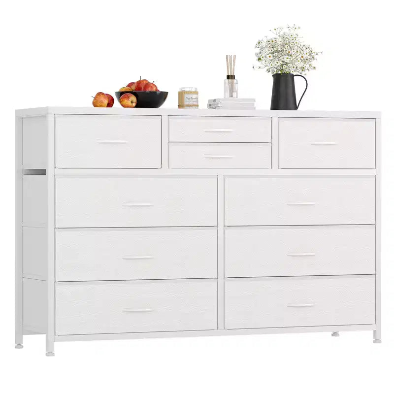 Commode à 10 tiroirs pour chambre, commode avec bacs en tissu, meuble TV pour téléviseurs jusqu'à 5 pouces, organisateur de rangement