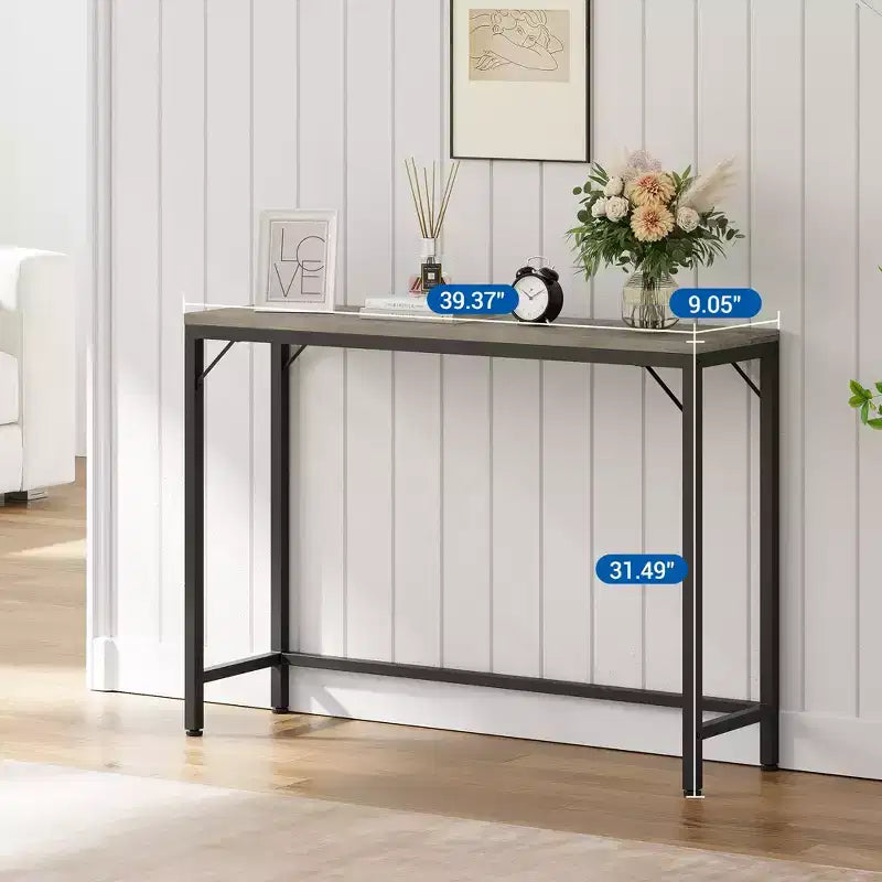 Console avec plateau en MDF et cadre en métal - Style minimaliste, table d'appoint de canapé, table d'entrée