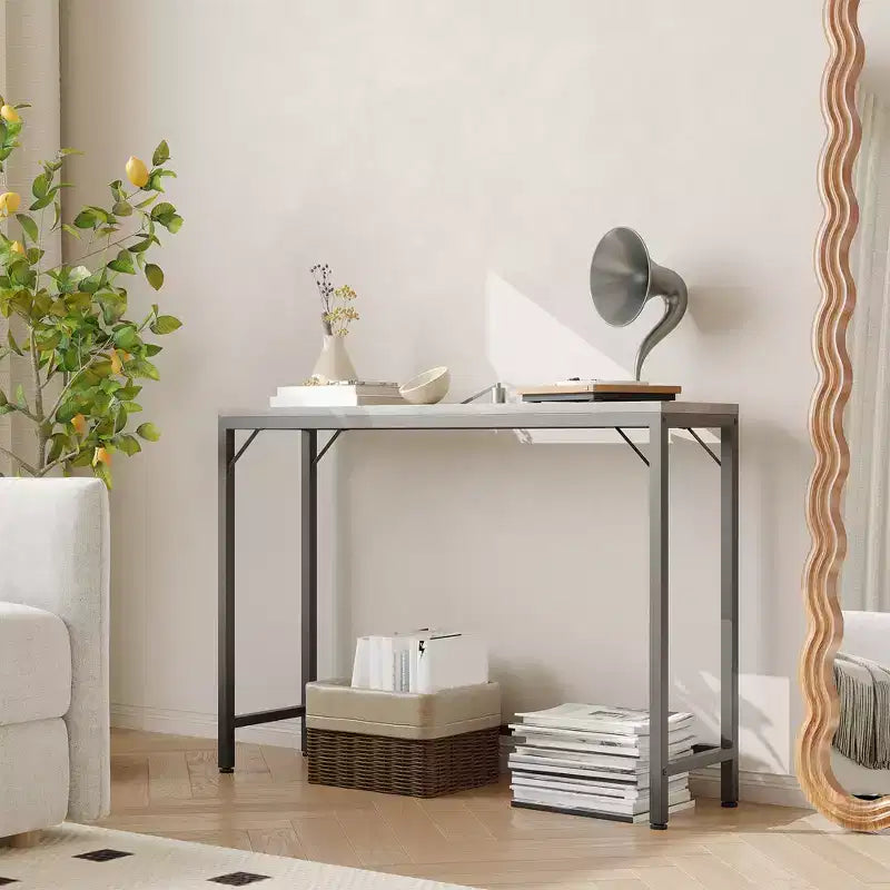 Console avec plateau en MDF et cadre en métal - Style minimaliste, table d'appoint de canapé, table d'entrée