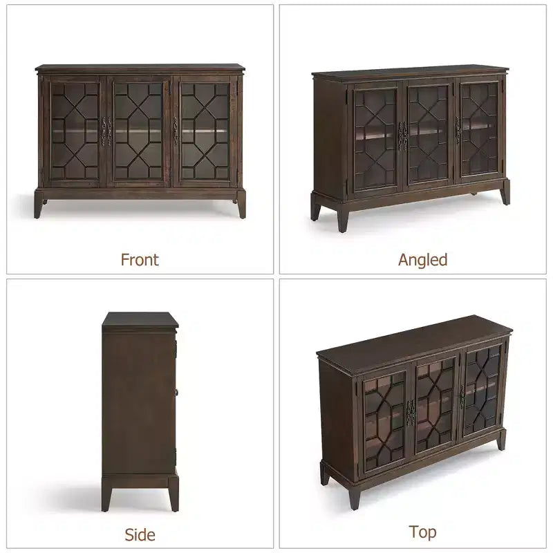 Bahut en Noyer Foncé Élégant avec Trois Portes et Quatre Compartiments - Idéal pour l'Organisation et la Décoration de la Maison