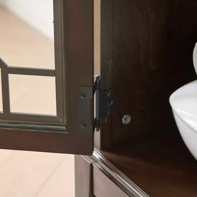 Bahut en Noyer Foncé Élégant avec Trois Portes et Quatre Compartiments - Idéal pour l'Organisation et la Décoration de la Maison