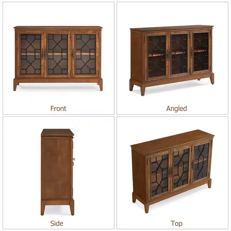 Bahut en Noyer Foncé Élégant avec Trois Portes et Quatre Compartiments - Idéal pour l'Organisation et la Décoration de la Maison
