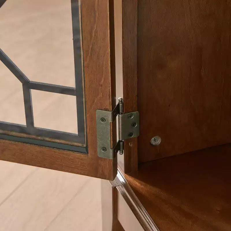 Bahut en Noyer Foncé Élégant avec Trois Portes et Quatre Compartiments - Idéal pour l'Organisation et la Décoration de la Maison