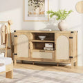 47.2'' Rattan Buffet Cabinet with Storage, Kitchen Coffee Bar Cabinet with Doors and Drawer, Boho Farmhouse Sideboard