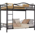 Twin over Twin Metal Bunk Bed, with Ladder & Guardrails 400 lbs Capacity for Kids Room, Black