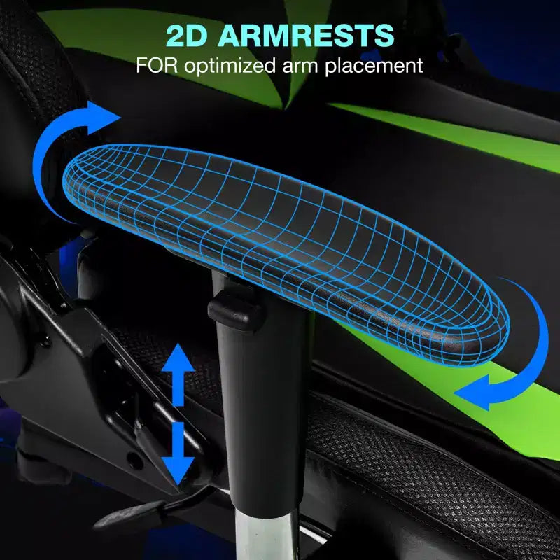 Chaise de jeu inclinable de massage Chaise de bureau ergonomique pour PC avec haut-parleur Bluetooth et lumière RVB