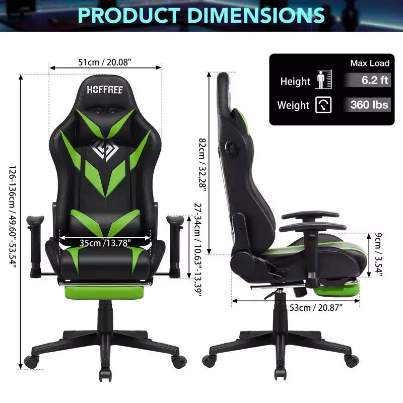 Chaise de jeu inclinable de massage Chaise de bureau ergonomique pour PC avec haut-parleur Bluetooth et lumière RVB
