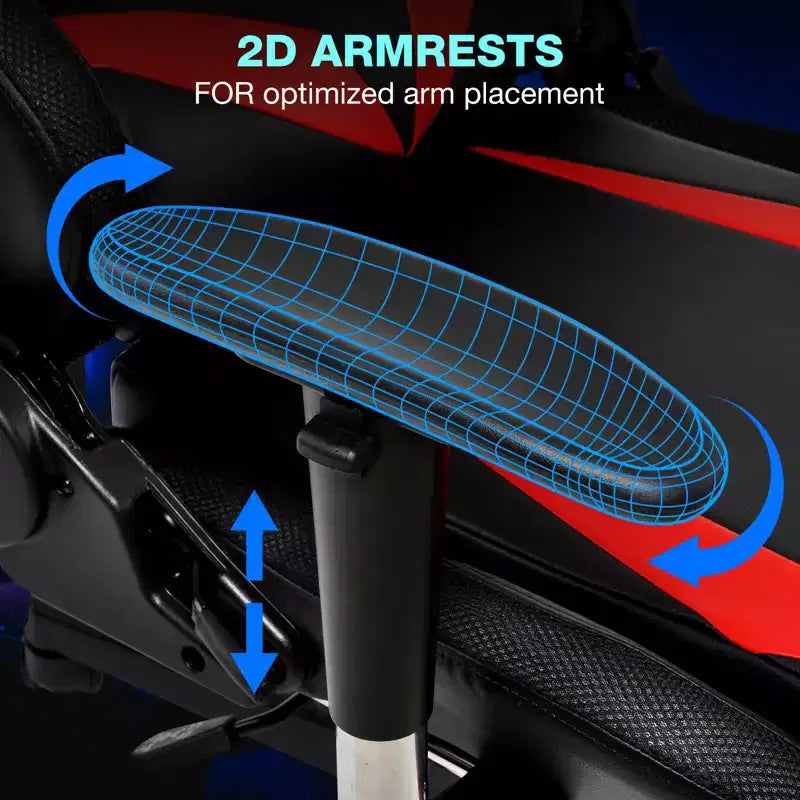Chaise de jeu inclinable de massage Chaise de bureau ergonomique pour PC avec haut-parleur Bluetooth et lumière RVB