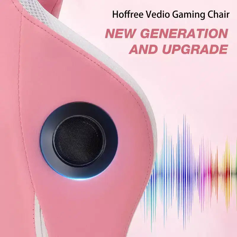 Chaise de jeu inclinable de massage Chaise de bureau ergonomique pour PC avec haut-parleur Bluetooth et lumière RVB