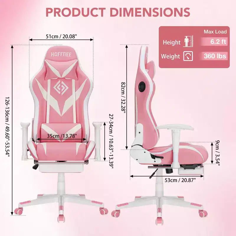 Chaise de jeu inclinable de massage Chaise de bureau ergonomique pour PC avec haut-parleur Bluetooth et lumière RVB