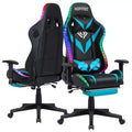 Hoffree Massage Reclining Gaming Chair Ergonomic Office PC Chair with Bluetooth Speaker & RGB Light