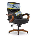Executive Office Chair in Black Bonded Leather - Serta: High-Density Foam, Fixed Arms, Wood Frame