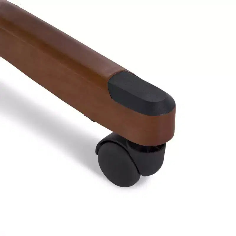 Fauteuil de bureau de direction en cuir reconstitué noir, mousse haute densité, accoudoirs fixes, cadre en bois