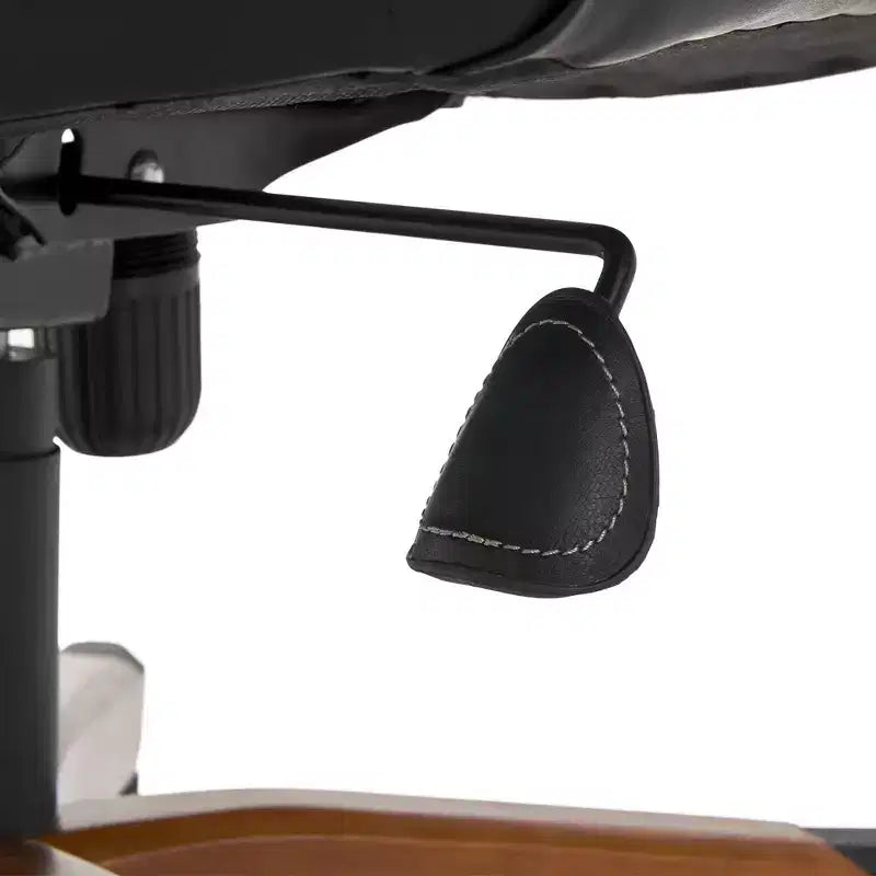 Fauteuil de bureau de direction en cuir reconstitué noir, mousse haute densité, accoudoirs fixes, cadre en bois
