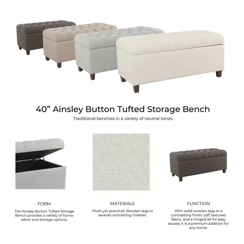 Banc de rangement capitonné Ainsley