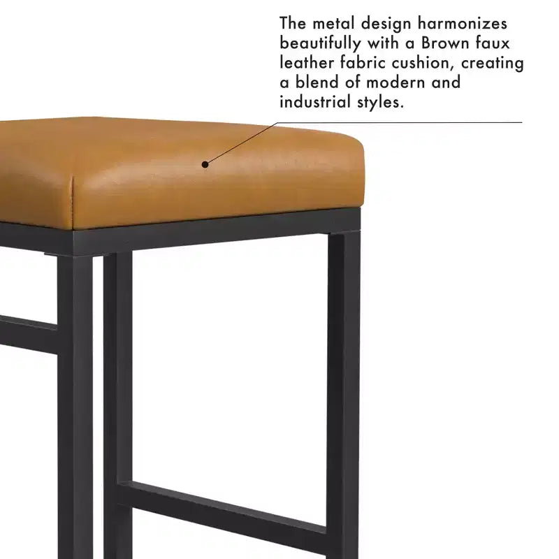 Tabouret de bar en métal à dossier ouvert, hauteur comptoir