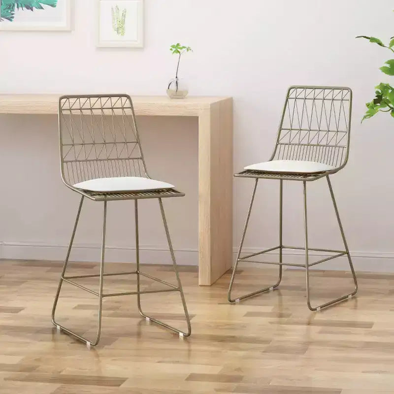 Lot de 2 tabourets de bar Walcott modernes en fer, hauteur comptoir