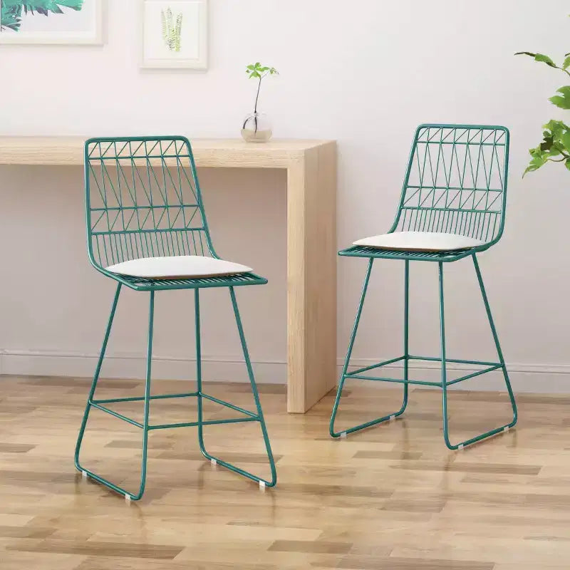 Lot de 2 tabourets de bar Walcott modernes en fer, hauteur comptoir