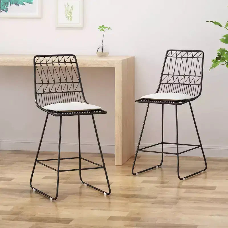 Lot de 2 tabourets de bar Walcott modernes en fer, hauteur comptoir