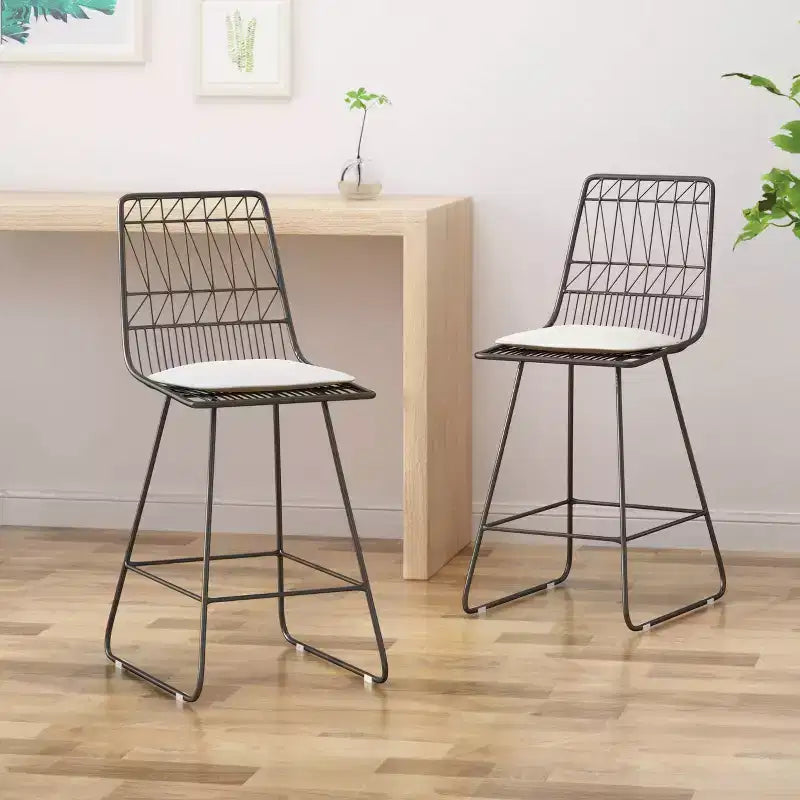 Lot de 2 tabourets de bar Walcott modernes en fer, hauteur comptoir