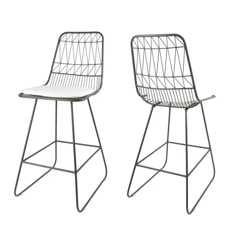 Lot de 2 tabourets de bar Walcott modernes en fer, hauteur comptoir